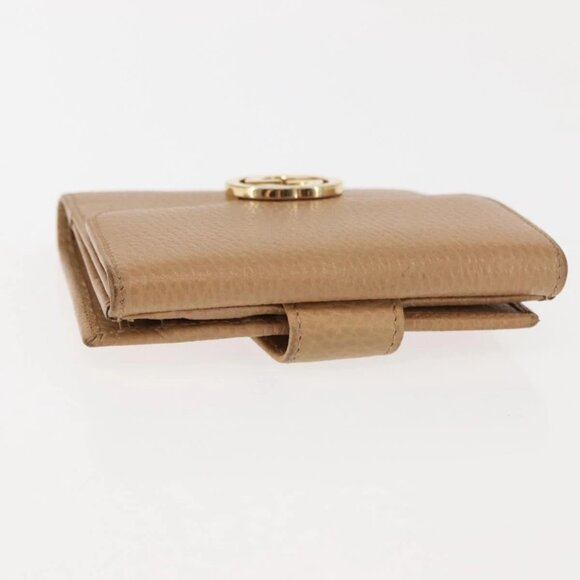 GUCCI Bifold Wallet Leather Outlet Beige Gold Beige - Picture 5 of 16